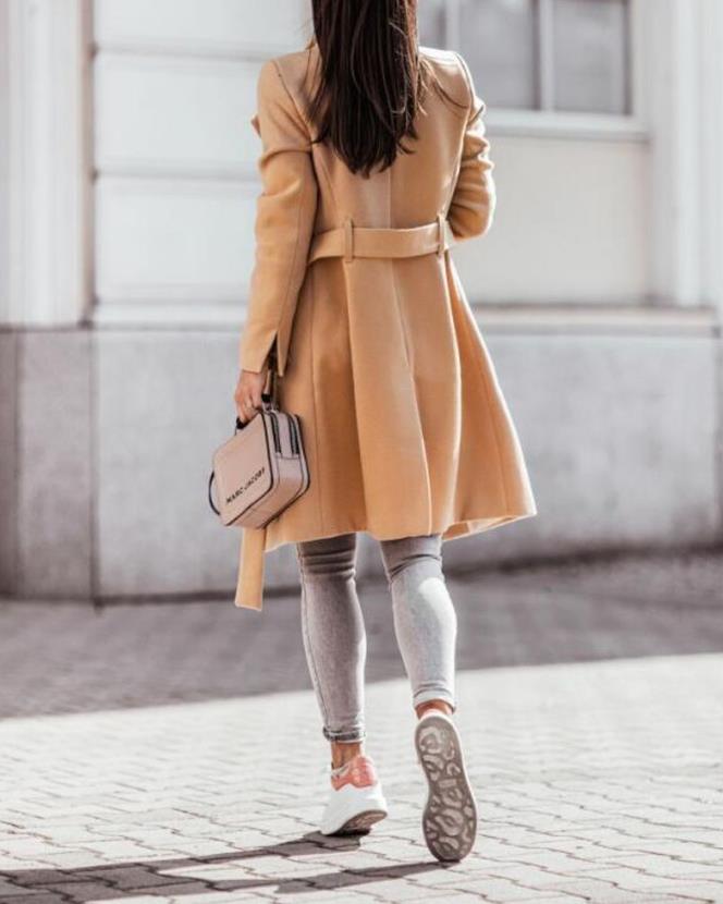 Women's Longline Winter Coat with Button Placket & Belt
