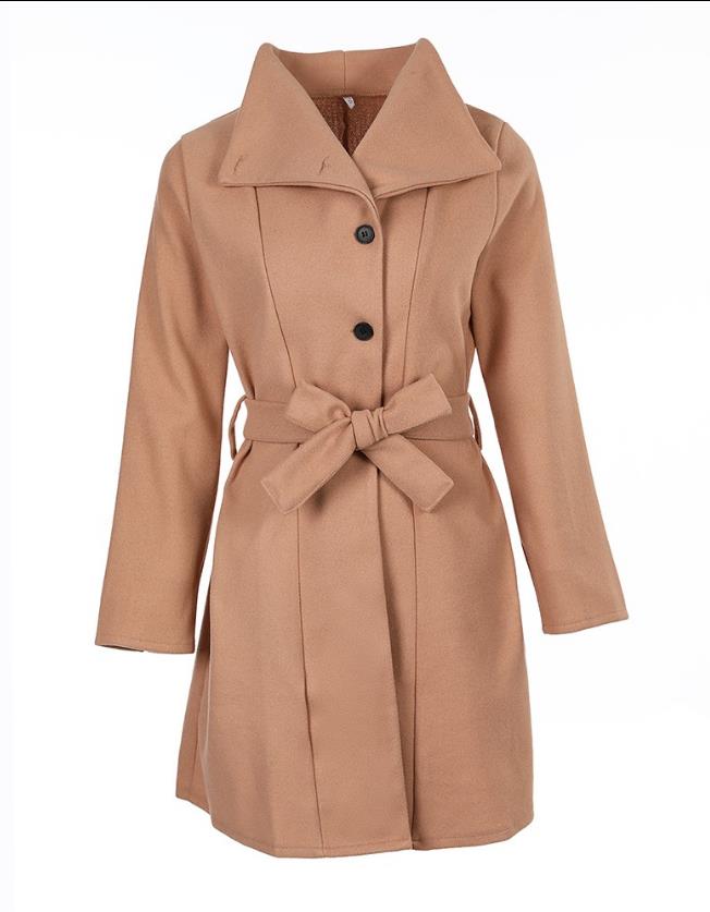 Women's Longline Winter Coat with Button Placket & Belt