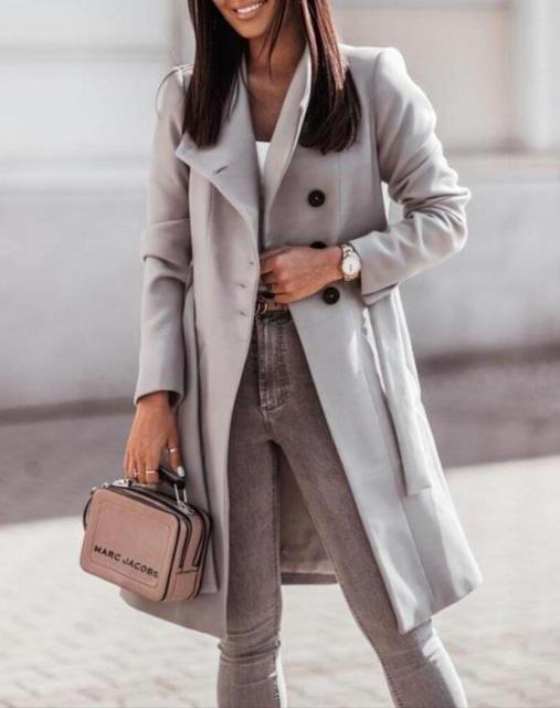 Women's Longline Winter Coat with Button Placket & Belt
