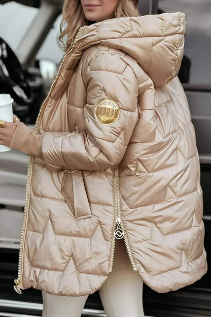 Women's Metallic Hooded Puffer Jacket