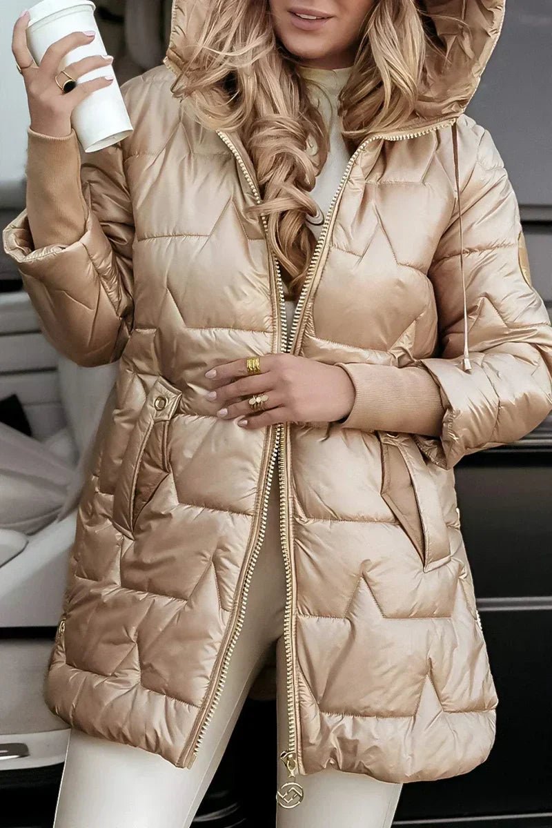 Women's Metallic Hooded Puffer Jacket