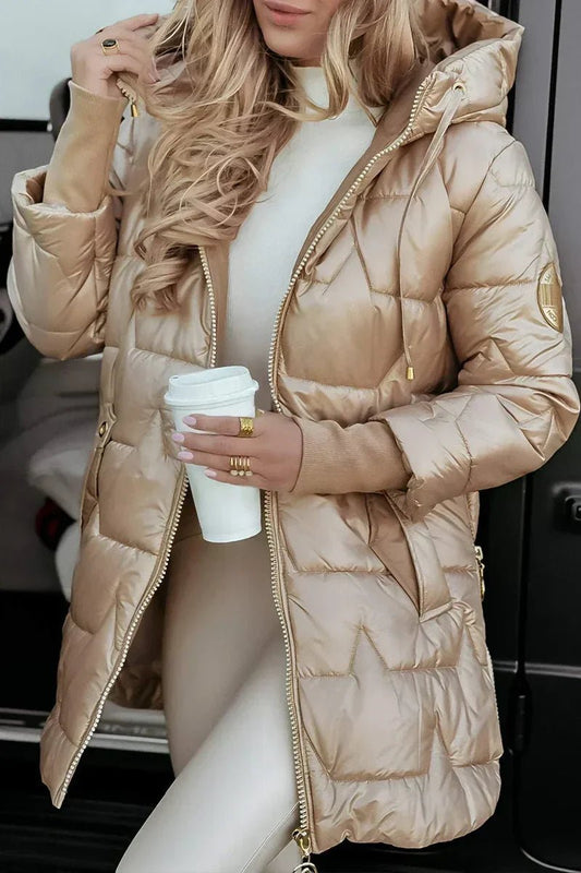 Women's Metallic Hooded Puffer Jacket