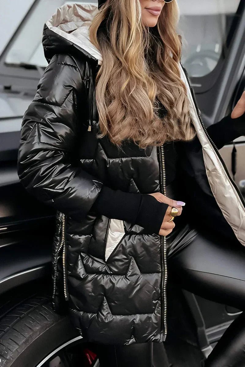 Women's Metallic Hooded Puffer Jacket