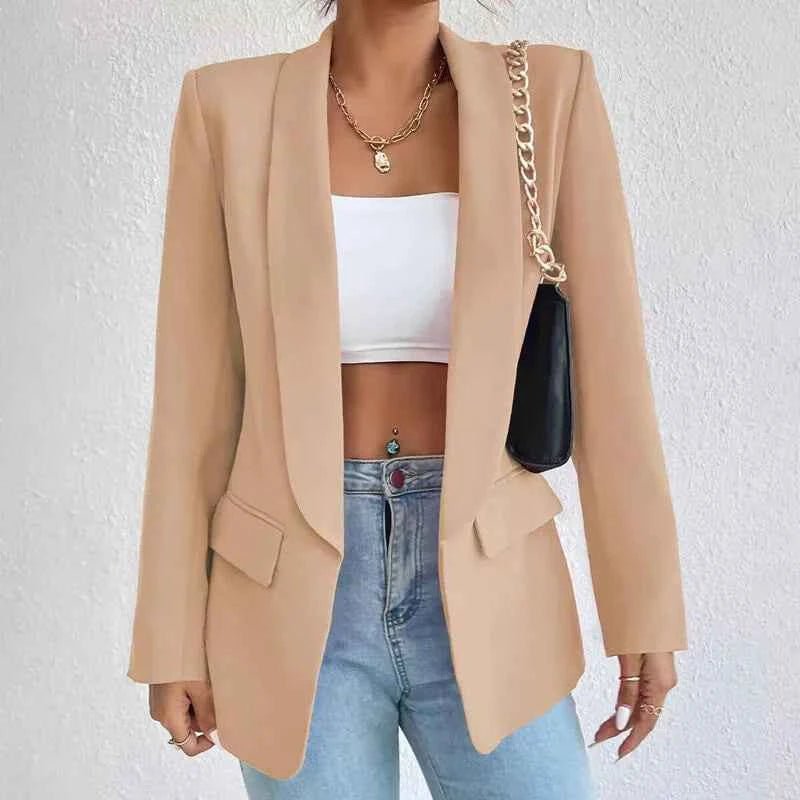 Women's Minimalist Shawl Collar Tailored Blazer