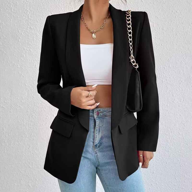 Women's Minimalist Shawl Collar Tailored Blazer