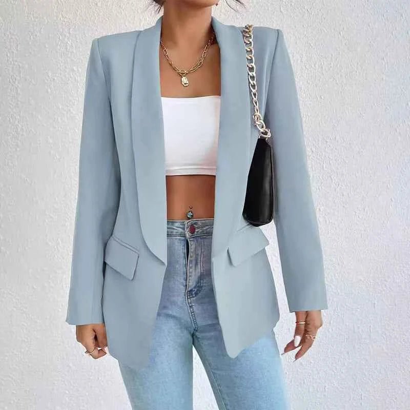 Women's Minimalist Shawl Collar Tailored Blazer