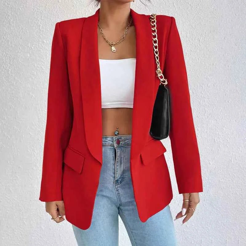 Women's Minimalist Shawl Collar Tailored Blazer
