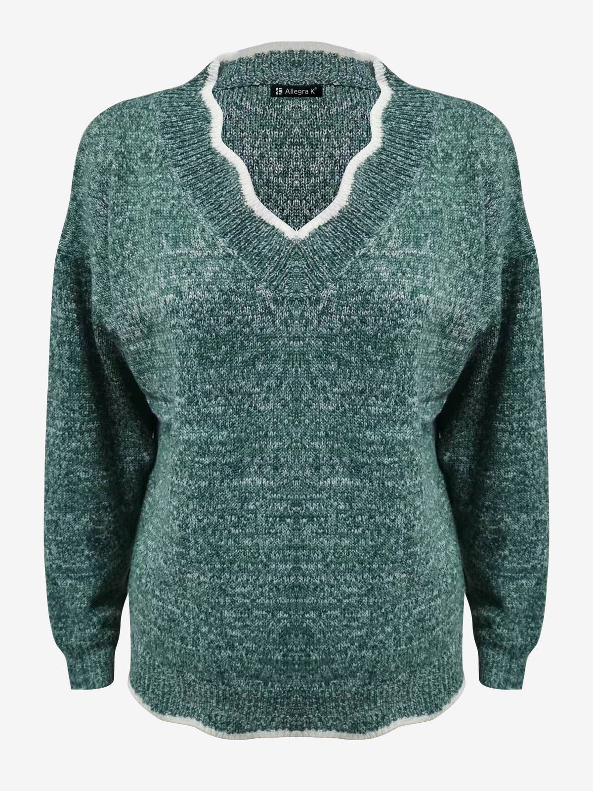 Women's Notch V-Neck Long Sleeve Knit Jumper