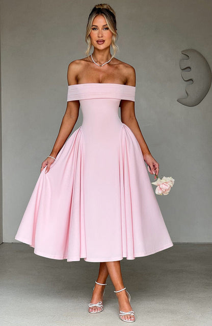 Women's Off-Shoulder Flare Midi Dress