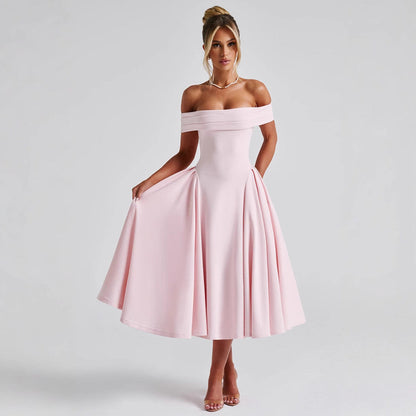 Women's Off-Shoulder Flare Midi Dress