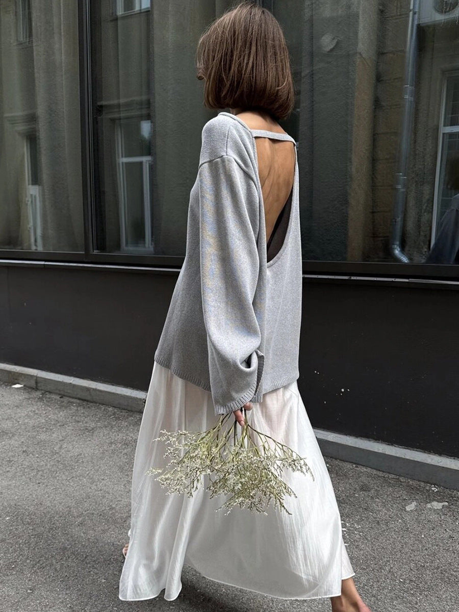 Women's Open Back Loose Knit Jumper