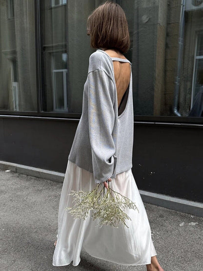 Women's Open Back Loose Knit Jumper