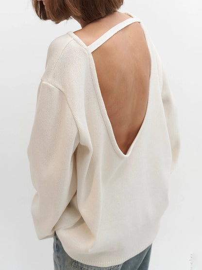 Women's Open Back Loose Knit Jumper