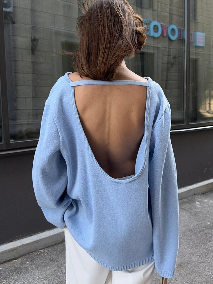 Women's Open Back Loose Knit Jumper