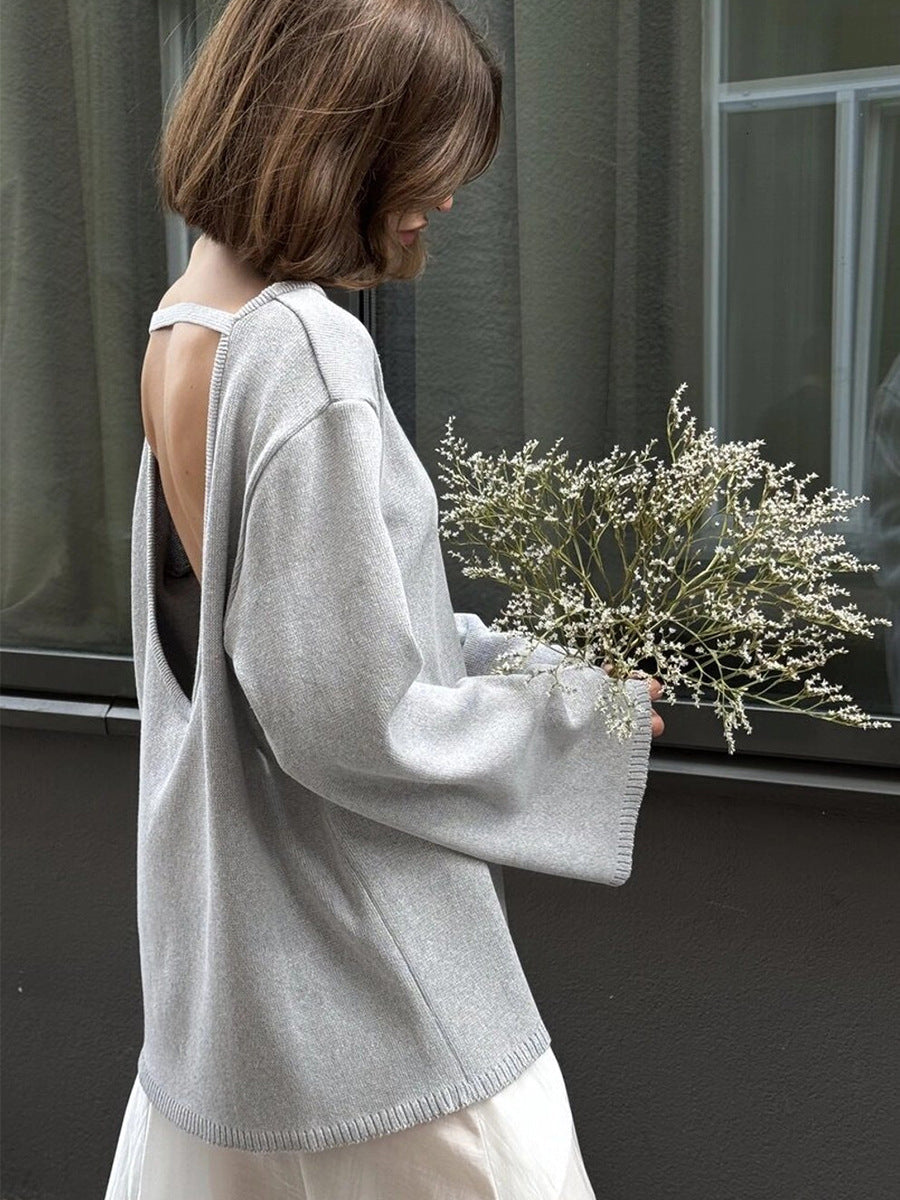 Women's Open Back Loose Knit Jumper
