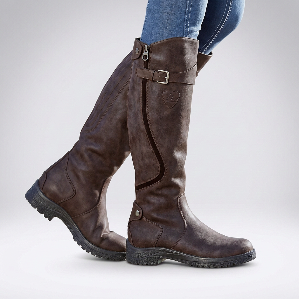 Women's Orthopaedic Knee High Boots with Adjustable Buckle Strap