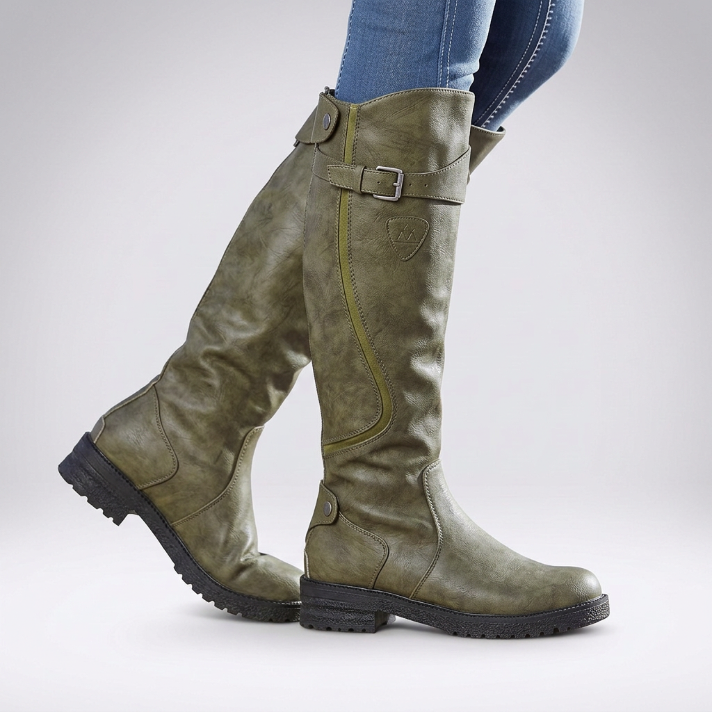 Women's Orthopaedic Knee High Boots with Adjustable Buckle Strap