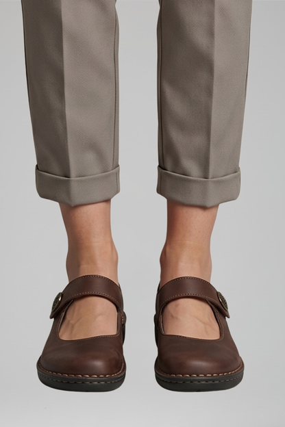 Women's Orthopaedic Mary Jane Flats with Strap Closure for Everyday Wear