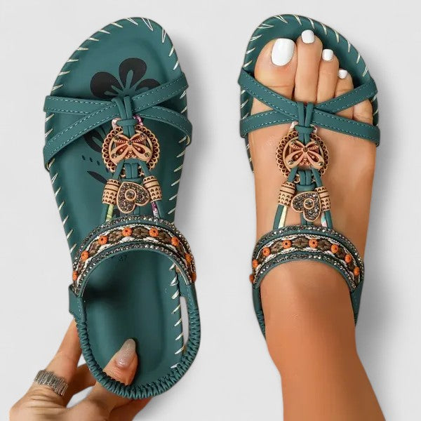 Women's Orthopedic Beaded T Strap Sandals