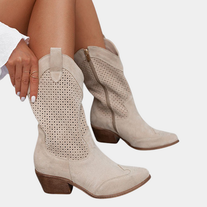 Women's Orthopedic Perforated Cowboy Boots