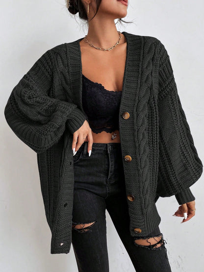 Women's Oversized Cable Knit Cardigan