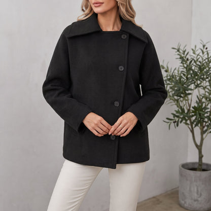 Women's Oversized Cocoon Coat with Notch Collar