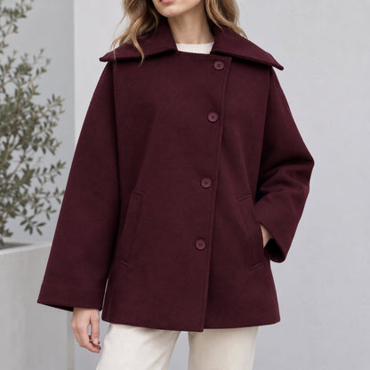 Women's Oversized Cocoon Coat with Notch Collar