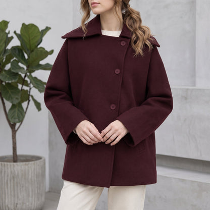 Women's Oversized Cocoon Coat with Notch Collar