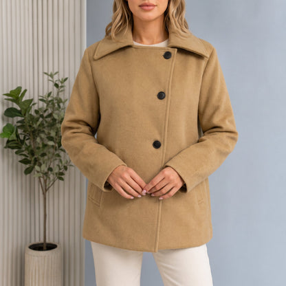 Women's Oversized Cocoon Coat with Notch Collar