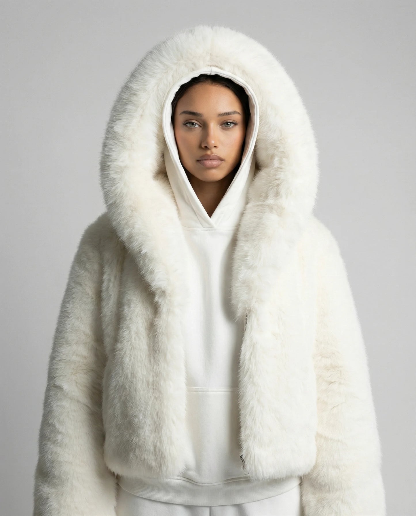 Women’s Oversized Faux Fur Jacket with Hood