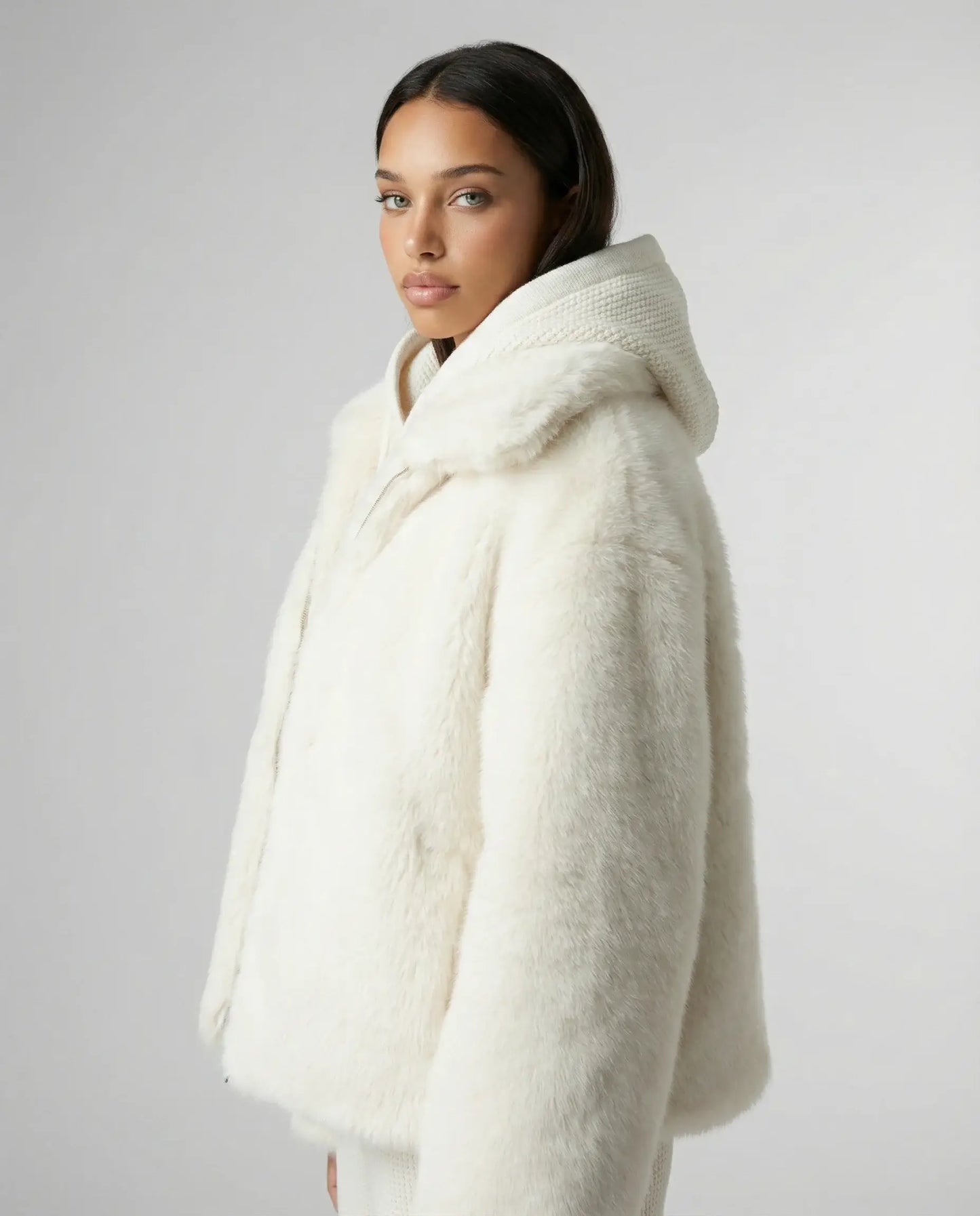 Women’s Oversized Faux Fur Jacket with Hood