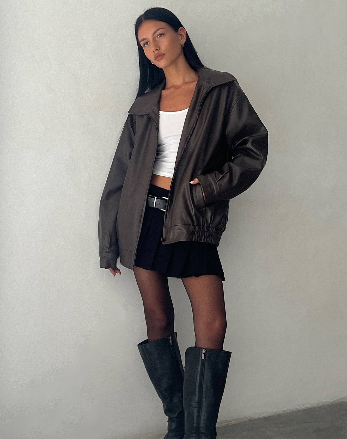 Women's Oversized Faux Leather Jacket