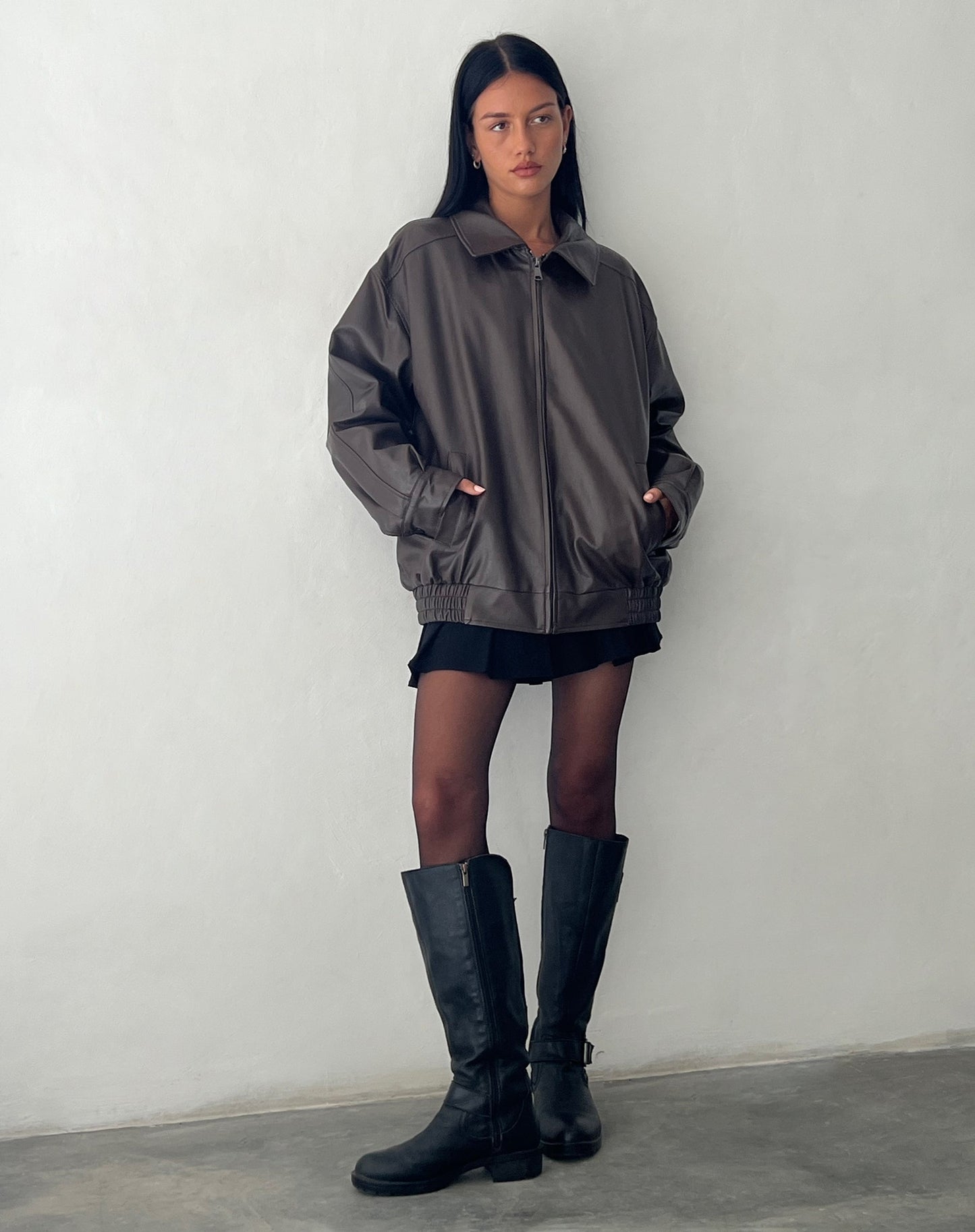 Women's Oversized Faux Leather Jacket
