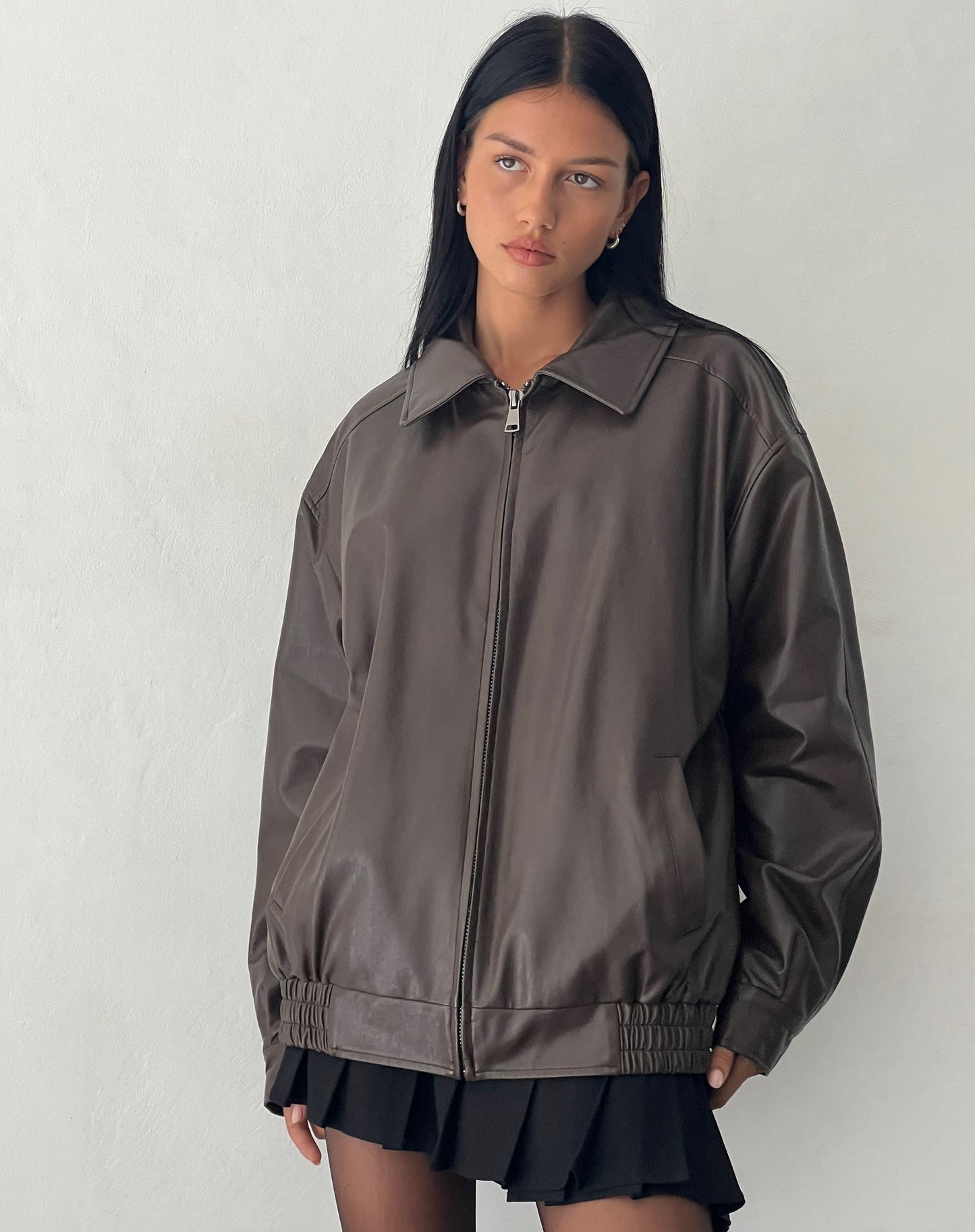 Women's Oversized Faux Leather Jacket