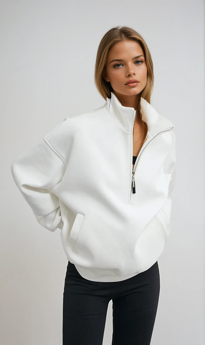 Women's Oversized Half Zip Turtleneck Pullover