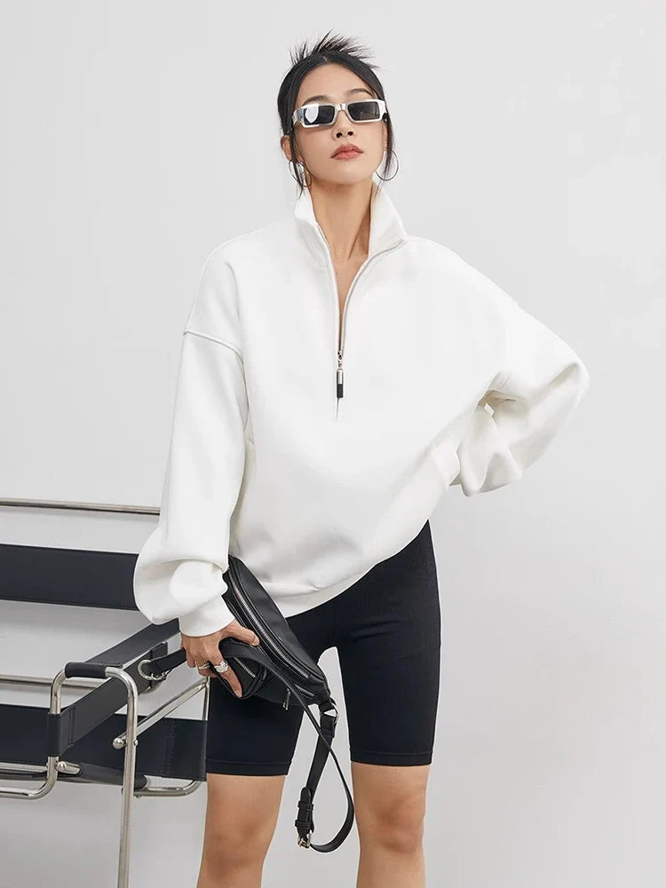 Women's Oversized Half Zip Turtleneck Pullover