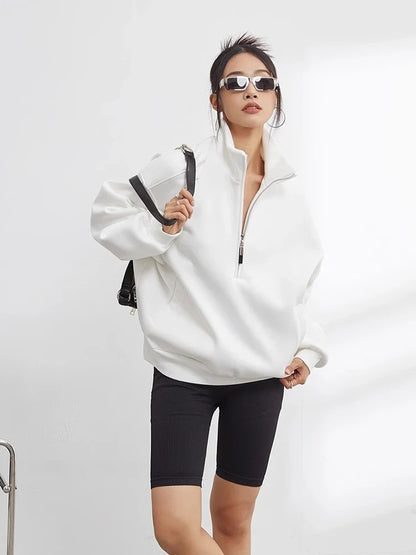Women's Oversized Half Zip Turtleneck Pullover