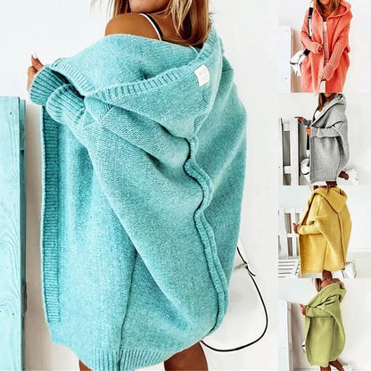 Women's Oversized Hooded Knee Length Cardigan