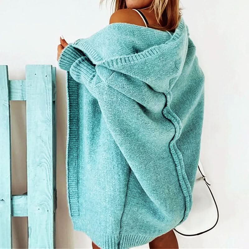 Women's Oversized Hooded Knee Length Cardigan