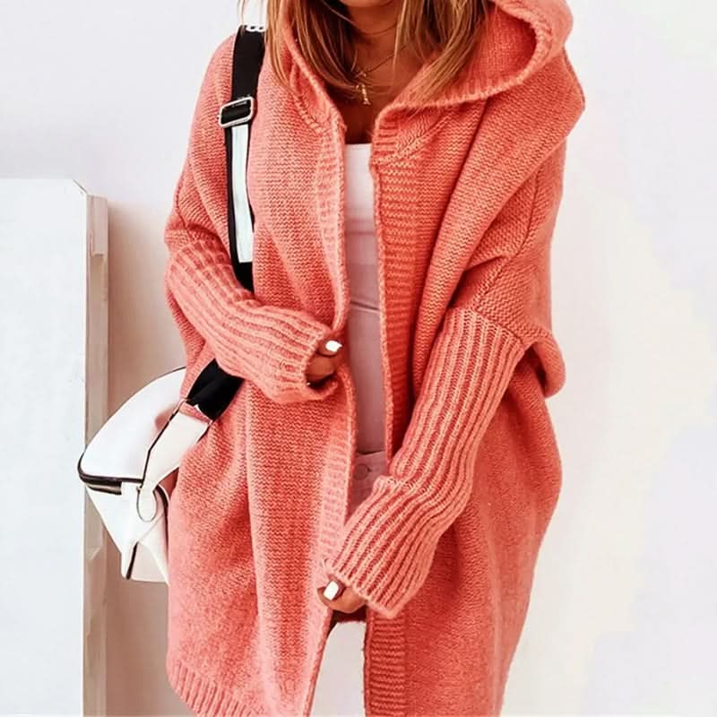 Women's Oversized Hooded Knee Length Cardigan