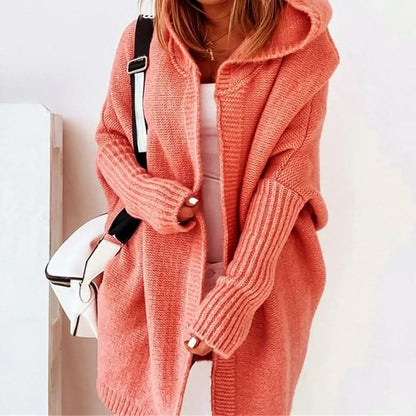 Women's Oversized Hooded Knee Length Cardigan