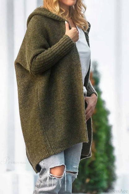 Women's Oversized Hooded Open Front Knit Cardigan