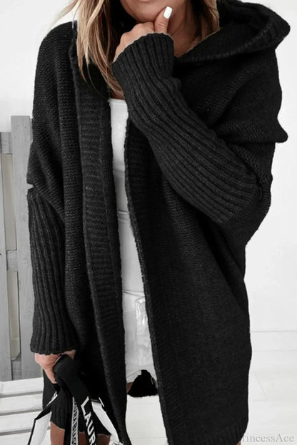 Women's Oversized Hooded Open Front Knit Cardigan