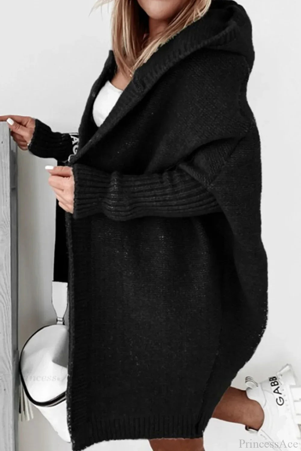 Women's Oversized Hooded Open Front Knit Cardigan