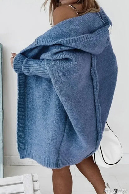 Women's Oversized Hooded Open Front Knit Cardigan