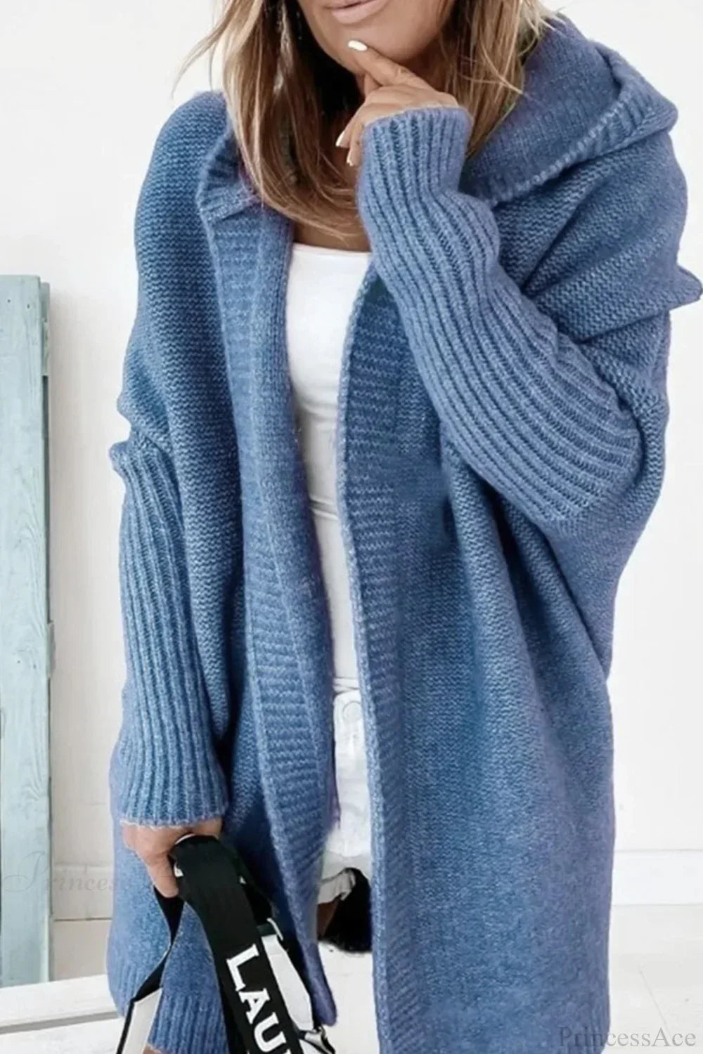 Women's Oversized Hooded Open Front Knit Cardigan