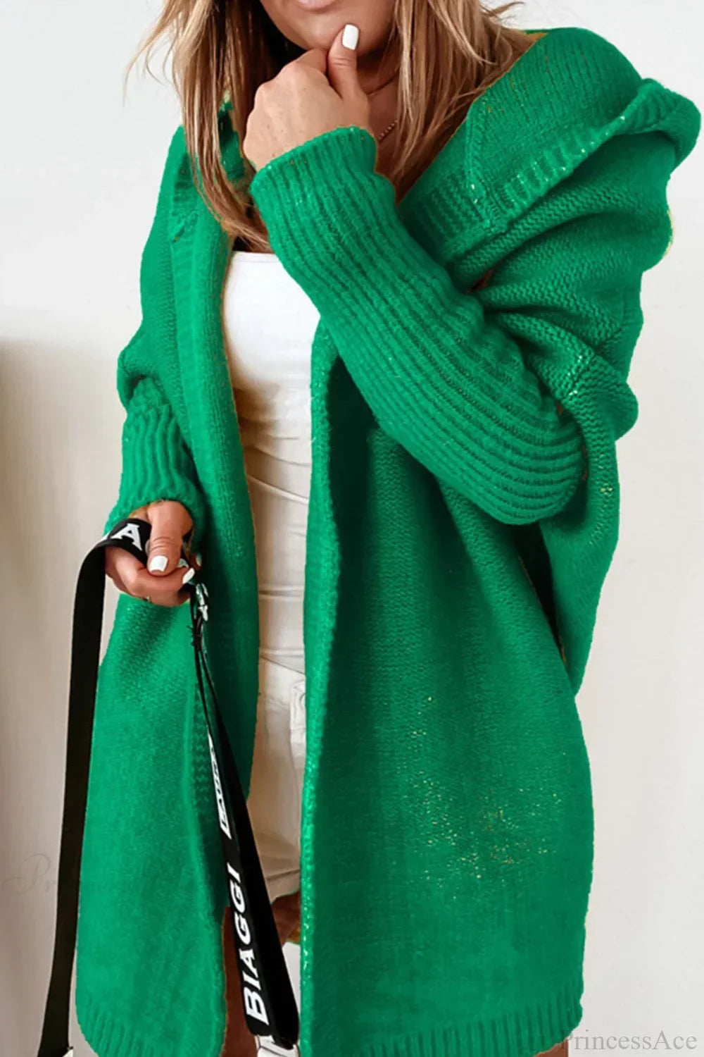 Women's Oversized Hooded Open Front Knit Cardigan