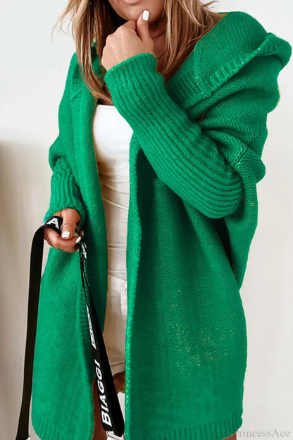 Women's Oversized Hooded Open Front Knit Cardigan