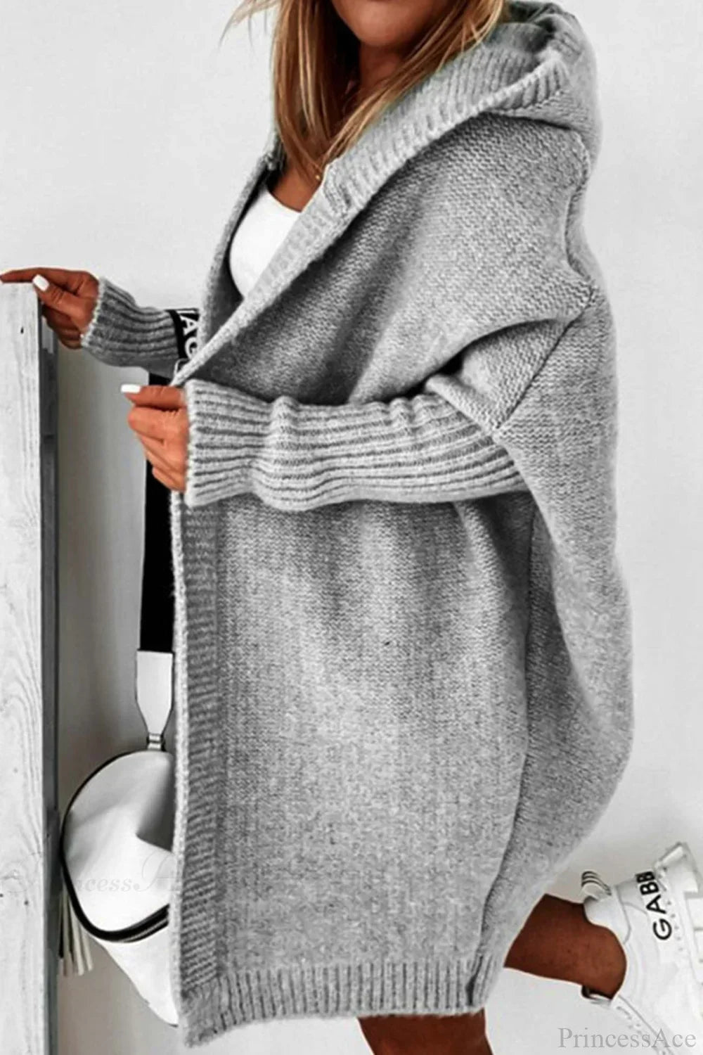 Women's Oversized Hooded Open Front Knit Cardigan