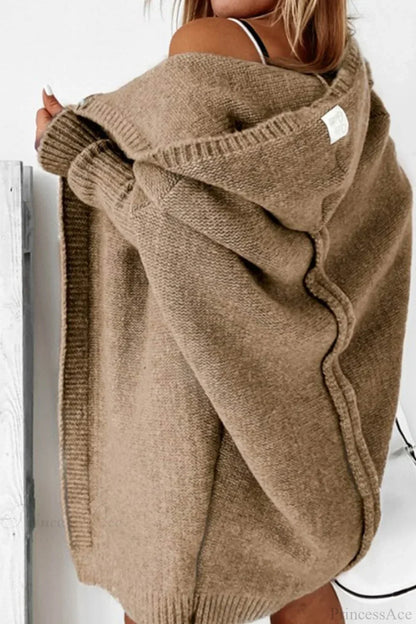 Women's Oversized Hooded Open Front Knit Cardigan